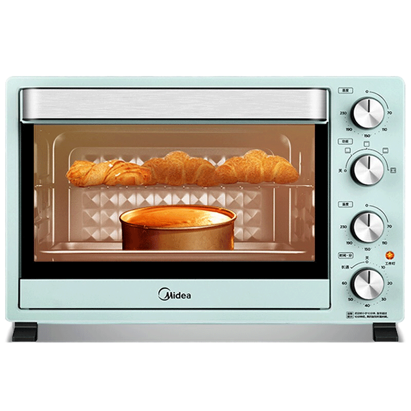 美的(Midea) 电烤箱PT35A0家用小型全自动烘焙多功能 35L大容量四层烤位 台式60min精准定时 广景大视窗
