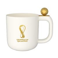 2022卡塔尔世界杯转动金球陶瓷杯 家居办公咖啡杯 合金足球水杯 世界杯纪念品周边 白色