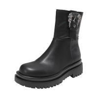 范思哲 VERSACE JEANS COUTURE 女士PU合成革圆头厚底靴子短靴73VA3S69 71570
