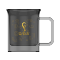 FIFA 2022年卡塔尔世界杯 双层玻璃杯马克杯 收藏纪念品 办公泡茶杯子 黑色