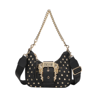 范思哲 VERSACE JEANS COUTURE 女士织物铆钉装饰手提单肩斜挎包腋下包73VA4BFG ZS439