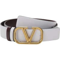 华伦天奴 VALENTINO 女士牛皮复古VLogo板扣式双面皮带腰带WW2T0T15 ZFR