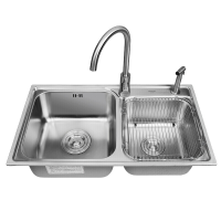 箭牌(ARROW)304不锈钢厨房水槽双槽 商用橱柜家用洗菜盆洗碗盆水池加厚大号台上台下盆
