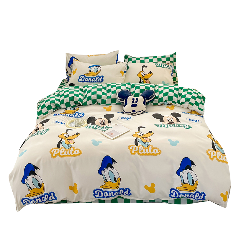 ins卡通亲肤床上用品四件套 被套床单学生宿舍单人双人三件套