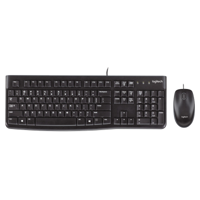 罗技(Logitech)MK120有线套装键鼠套装USB接口笔记本台式机电脑游戏键盘鼠标薄膜键盘家用办公防泼溅黑色