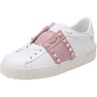华伦天奴 VALENTINO 女士牛皮铆钉装饰系带休闲运动鞋板鞋小白鞋 XW2S0A01 LTU