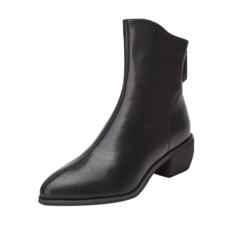 Daphne旗下鞋柜复古尖头纯色潮流百搭气质时装靴短靴12237255