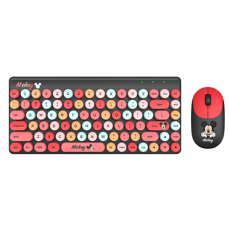 迪士尼(Disney)键鼠套装无线办公家用游戏电脑键盘鼠标套装青春复古高颜值撞色带无线2.4G接收器 LF85