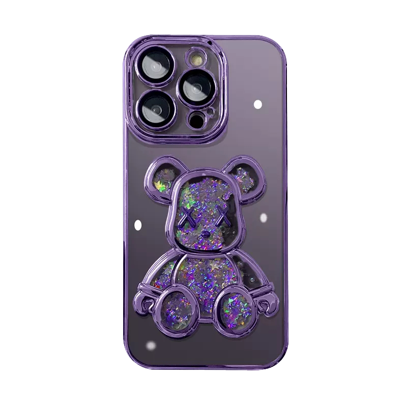 安美宝 苹果14pro手机壳立体流沙兔子iphone14promax新款13PM带镜头膜全包闪粉12por软plus潮女