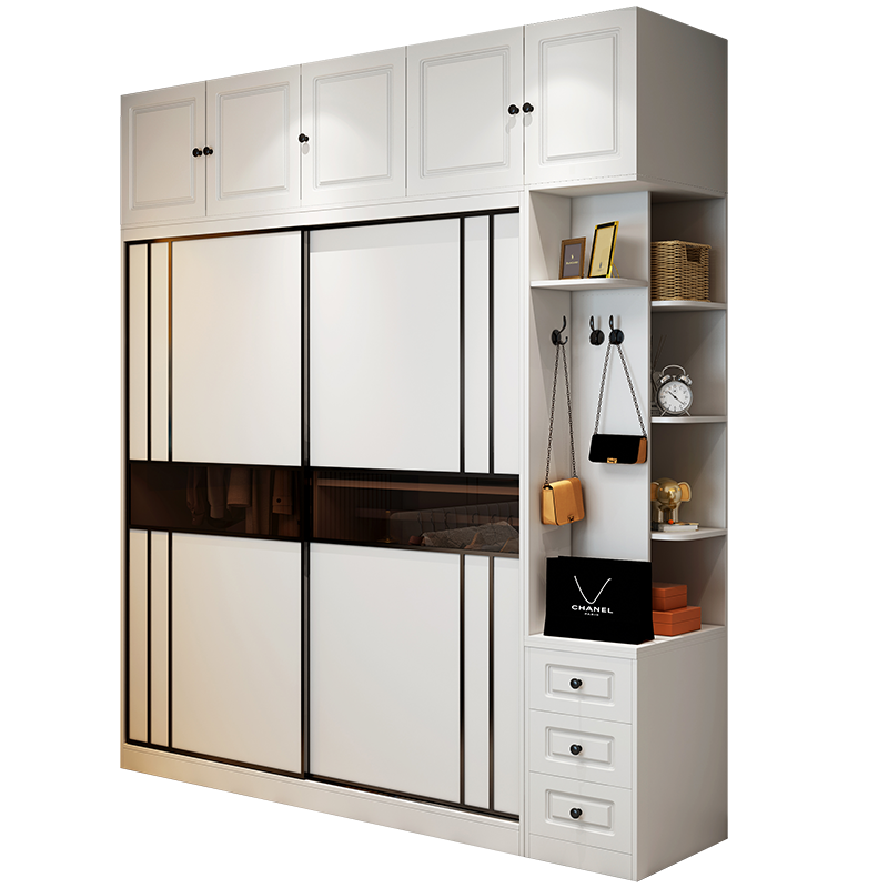 都市名门 北欧推拉门衣柜板式移门趟门大衣橱梳妆台转角柜组合2门卧室家