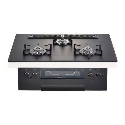 日本原装进口NORITZ/能率燃气灶Piat Multi Grill系列全黑色N3S13PWAAFBAE天然气75cm