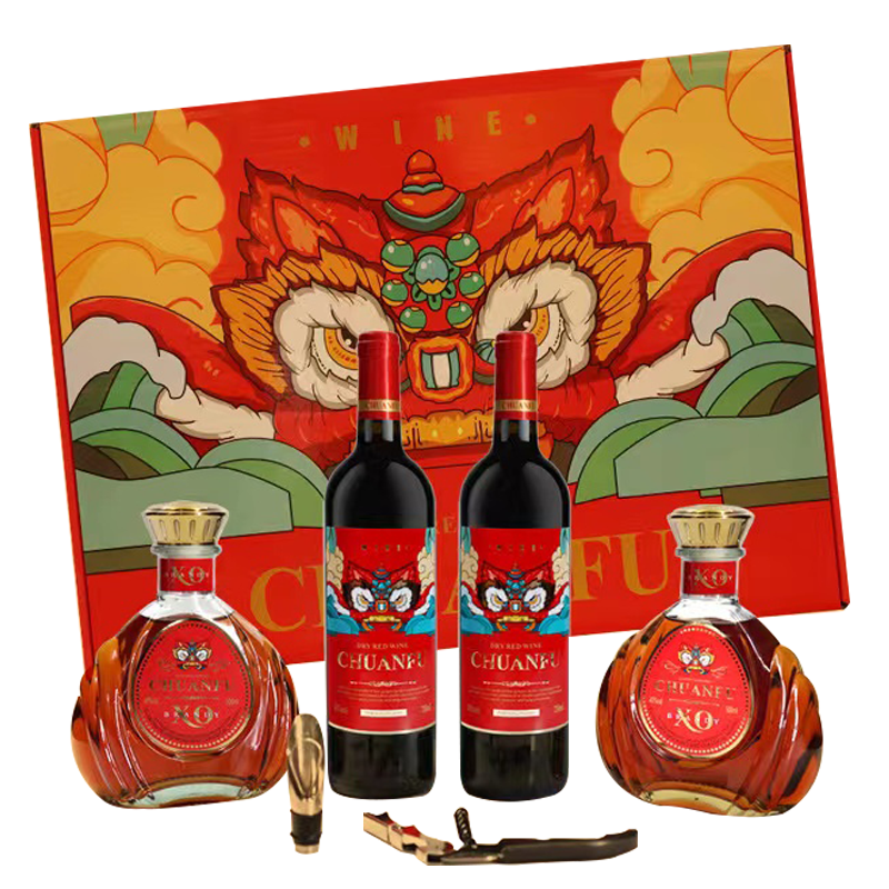 川富·诺迪XO白兰地500ml*2 川富·诺瑞干红葡萄酒750ml*2节日喜庆礼盒虎年春节礼盒