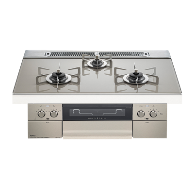日本原装进口NORITZ/能率燃气灶Piat Multi Grill系列灰色N3S13PWAS6STE天然气75cm