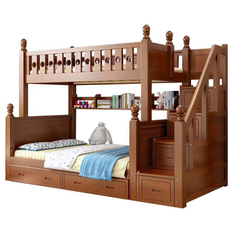 登喜华菲 高低床双层床上下床全实木儿童床母子床上下铺美式子母床可分体床
