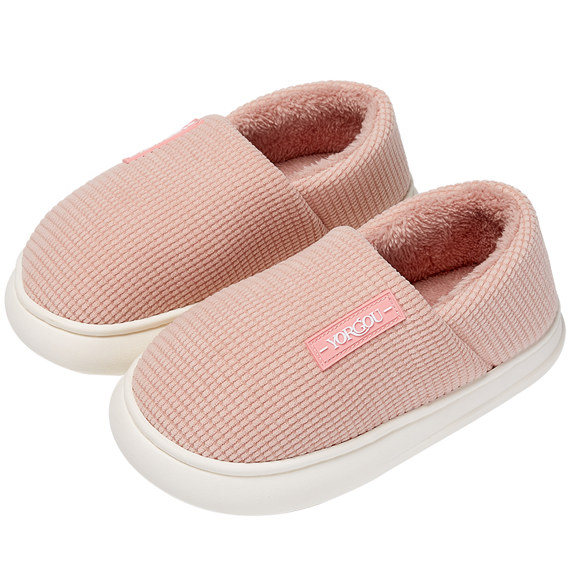 达拉熊华夫格包跟棉拖鞋女秋冬季居家用室内保暖加绒厚底防滑棉鞋男冬天