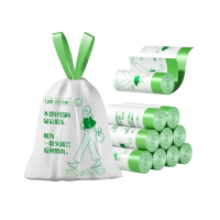 家用垃圾袋手提式抽绳加厚款厨房印花免撕拉收袋自动收口大塑料袋