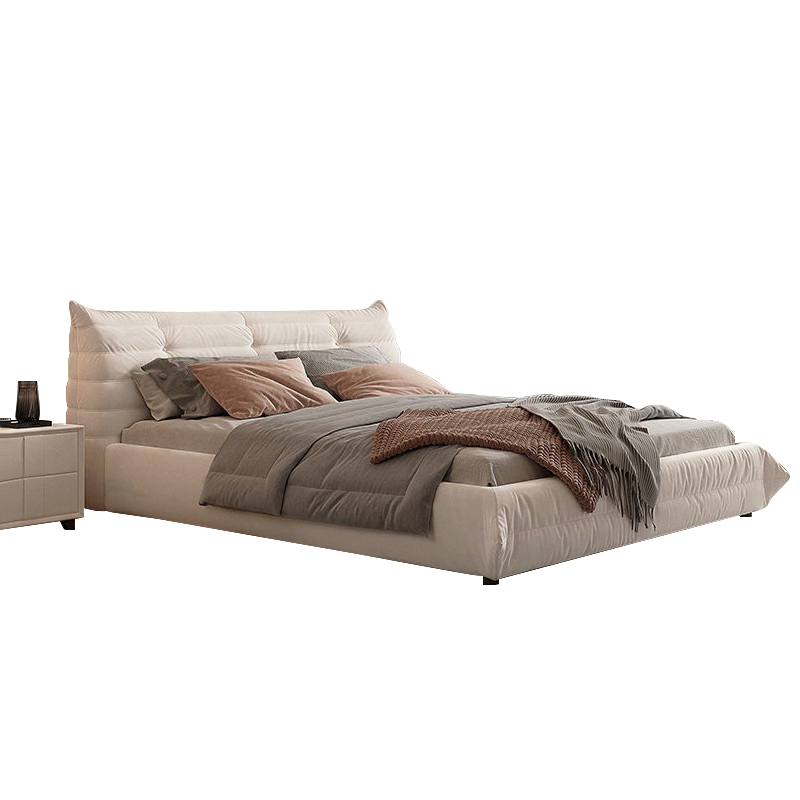 欧梵森 床 北欧轻奢科技布床双人床1.8米家用储物主卧床实木床1.5m现代简约欧式大床软包卧室家具婚床意式极简布艺床