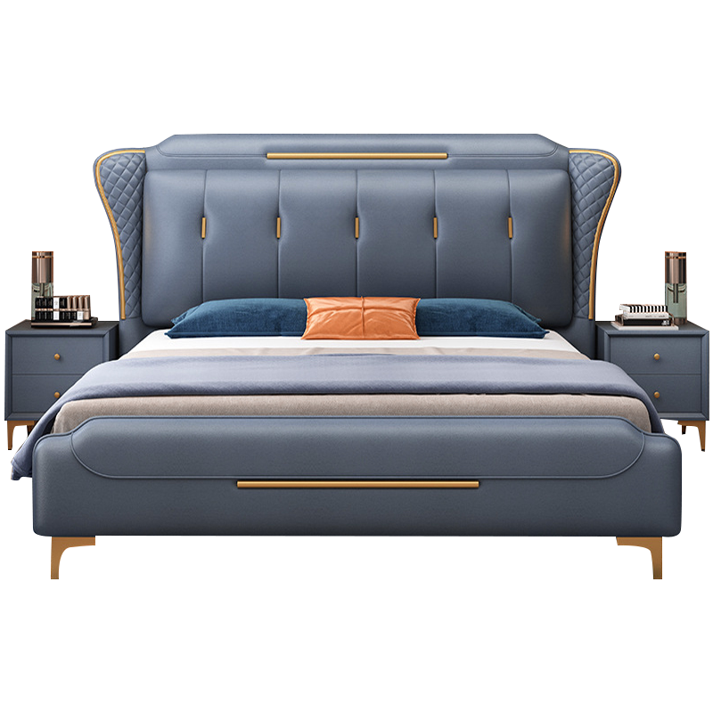 宏企(HONGQI) 床 布艺床简约现代科技布床 主卧大床实木双人1.5米床 极简轻奢1.8米婚床卧室成套家具