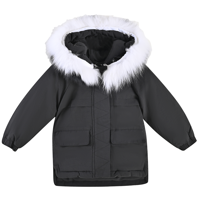 [2折价:79元]铅笔俱乐部童装女小童羽绒服90绒2022年秋冬新款宝宝厚款带帽保暖