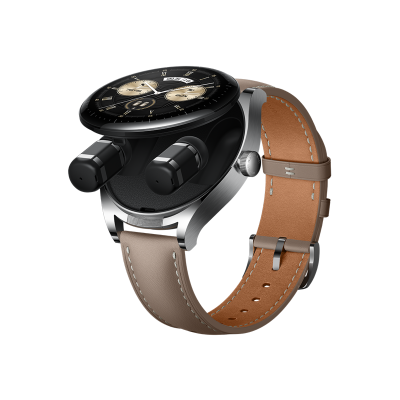 华为/HUAWEI WATCH Buds 耳机手表二合一 智能手表无线耳机 钢色不锈钢表壳 卡其色真皮表带 血氧心率睡眠监测 AI降噪通话 专业健康管理 HarmonyOS 3