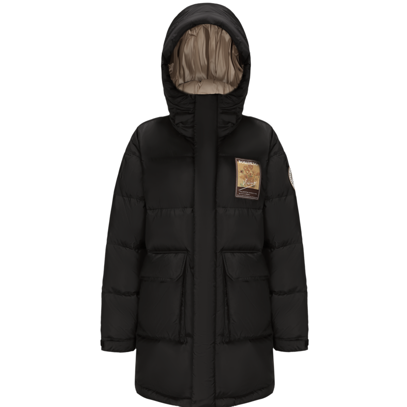 梵高大师系列波司登2022新款情侣短款连帽设计艺术签名羽绒服