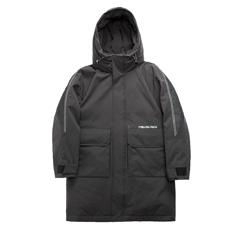 雪中飞冬季男士羽绒服2022款工装时尚简约连帽保暖加厚拼接外套男