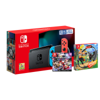 任天堂 Nintendo Switch红蓝主机续航增强版+健身环大冒险游戏+马力欧卡丁车8兑换卡