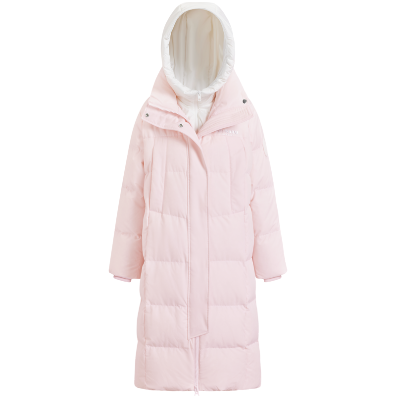 波司登2022新款女士轻量环保宽松H型长款可脱卸帽双重门襟羽绒服