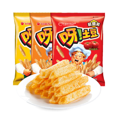好丽友呀土豆膨化薯条蜂蜜黄油味130g/袋*3袋 休闲零食品薯片童年怀旧小吃