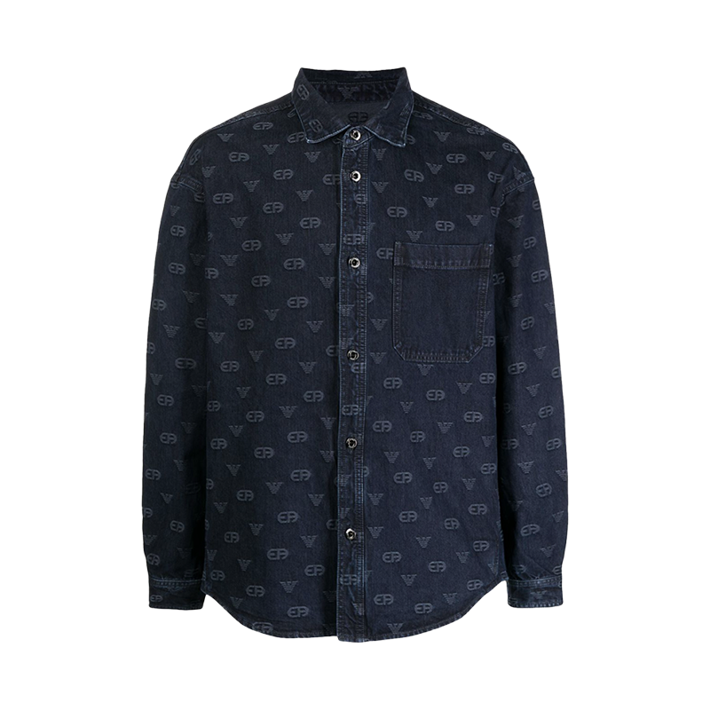 阿玛尼 EMPORIO ARMANI 男士棉质休闲牛仔衬衫外套6L1CE3 1DMAZ