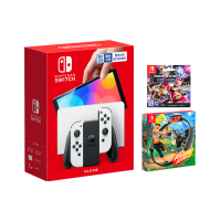 Nintendo Switch任天堂OLED版主机(白机)+健身环+马力欧卡丁车8兑换卡