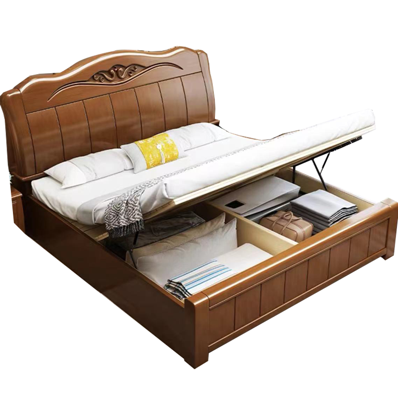 臻远 ZY-SMC-95 现代简约实木床双人床 1.8米气压高箱