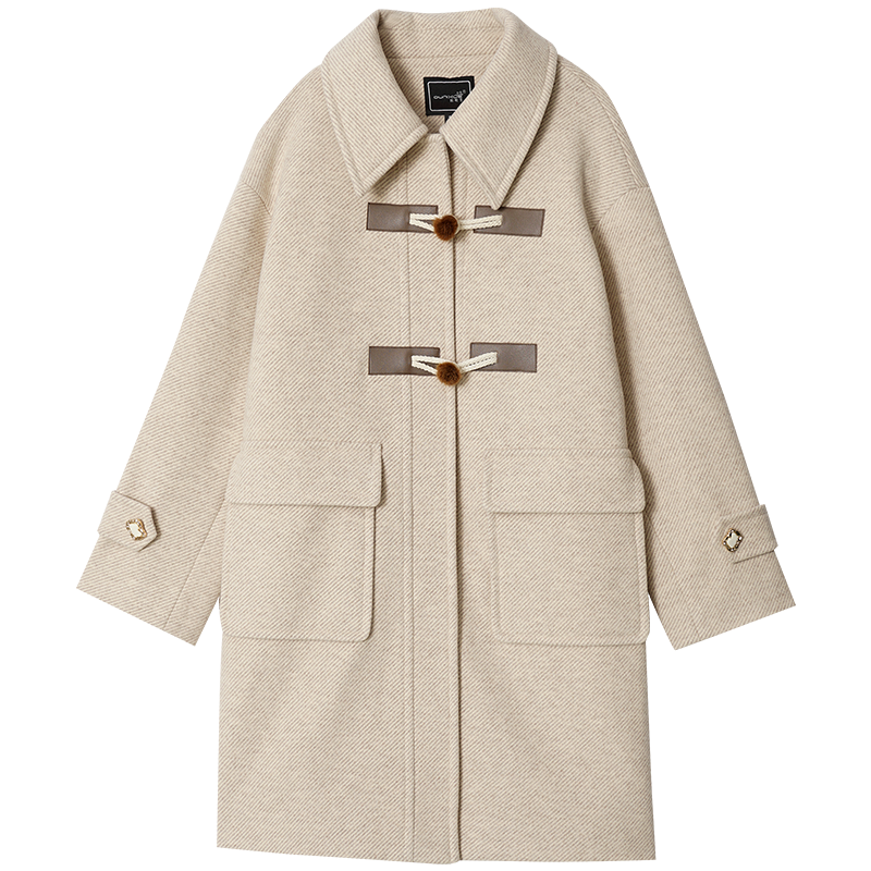 OUNIXUE欧昵雪 | 秋冬季气质通勤女式外套时尚优雅中长款翻领落肩长袖毛呢大衣