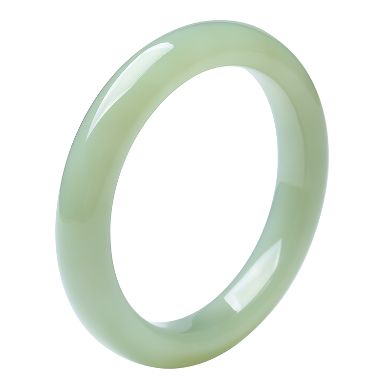 和田玉手镯 女款浅青玉镯子多口径可选送女友送妈妈 附送证书