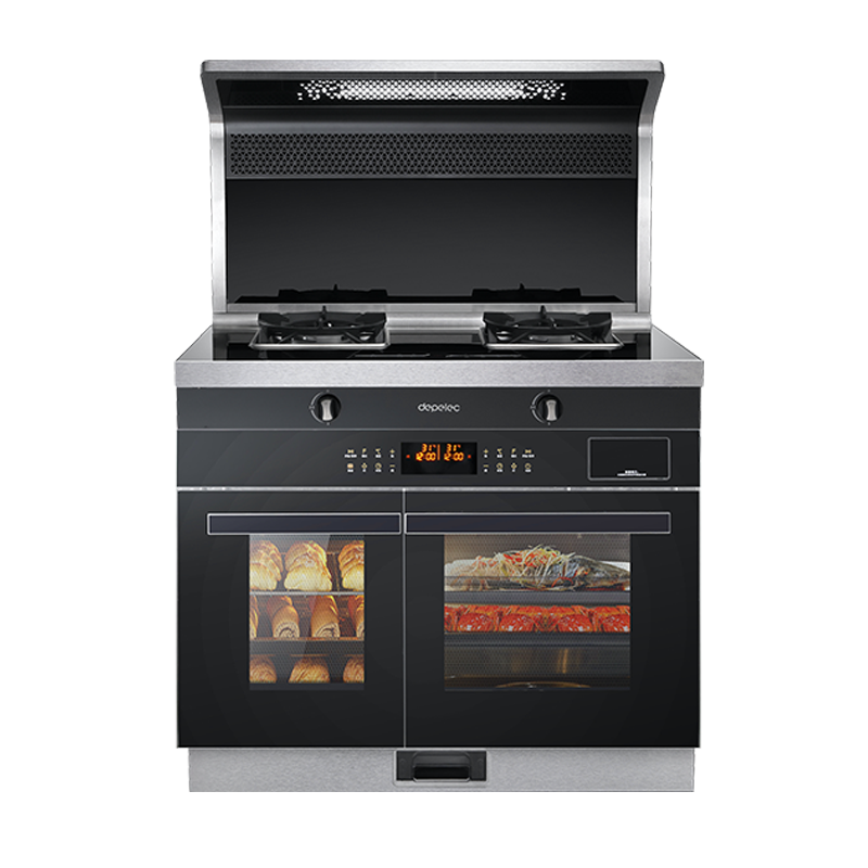 德普(Depelec)集成灶双内胆左烤右蒸家用油烟机燃气灶蒸烤箱一体机大火力大吸力环保家用一体机气ZK90-A1M
