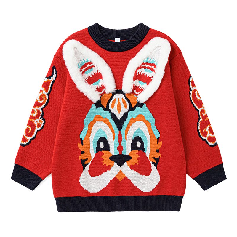 龙之涵(LONGZHIHAN)女童秋冬装毛衣亲子母女母子潮流保暖套头衫针织上衣