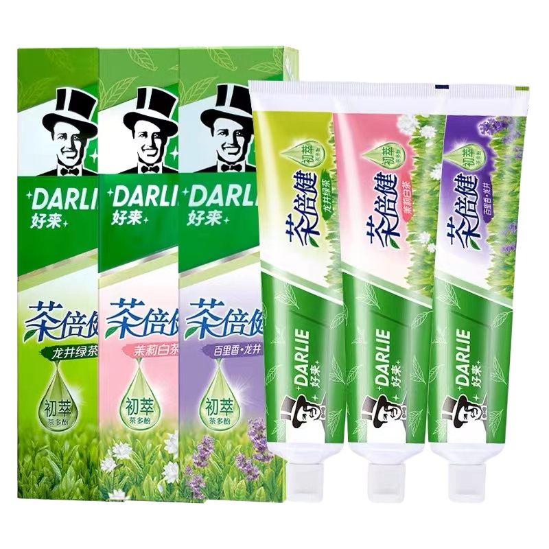 DARLIE好来(原黑人) 牙膏 茶倍健 190g 茉莉白茶/百里香/龙井绿茶 3支组合装 清新口气清洁牙齿健齿护龈