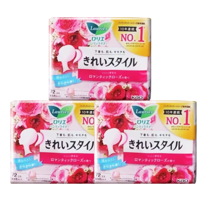日本花王乐而雅棉柔超通透卫生护垫72枚玫瑰香日用卫生巾干净清爽 自在透气原装进口