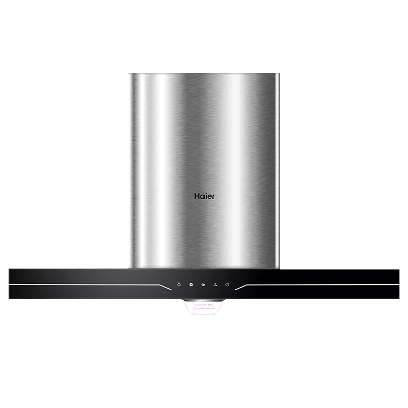 海尔(Haier)家用欧式顶吸式吸油烟机19立方爆炒大风量一级能效低噪运行触摸屏操作三挡风速调节宽域集烟腔 T1911