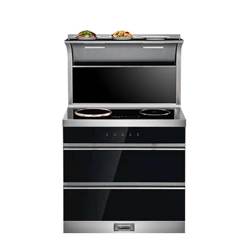 欧诚集成灶 电磁炉电陶炉蒸烤箱消毒柜集成烹饪体感飓风猛火一体灶双层置物L22-1 一电一陶+消毒柜750尺寸