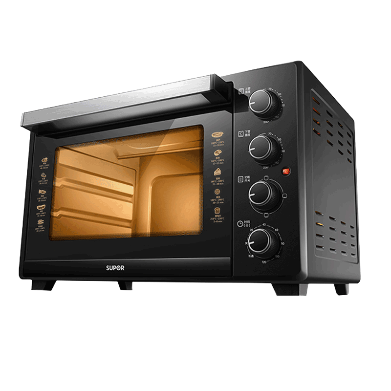 苏泊尔(SUPOR)家用多功能电烤箱 35L大容量烤箱 四旋钮上下管可调温 曜石黑 K35FK602
