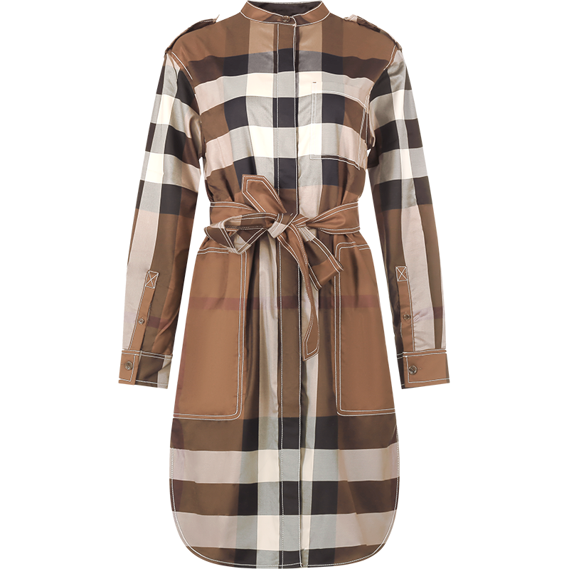 Burberry博柏利 女款棉质系腰衬衫式连衣裙 80574391