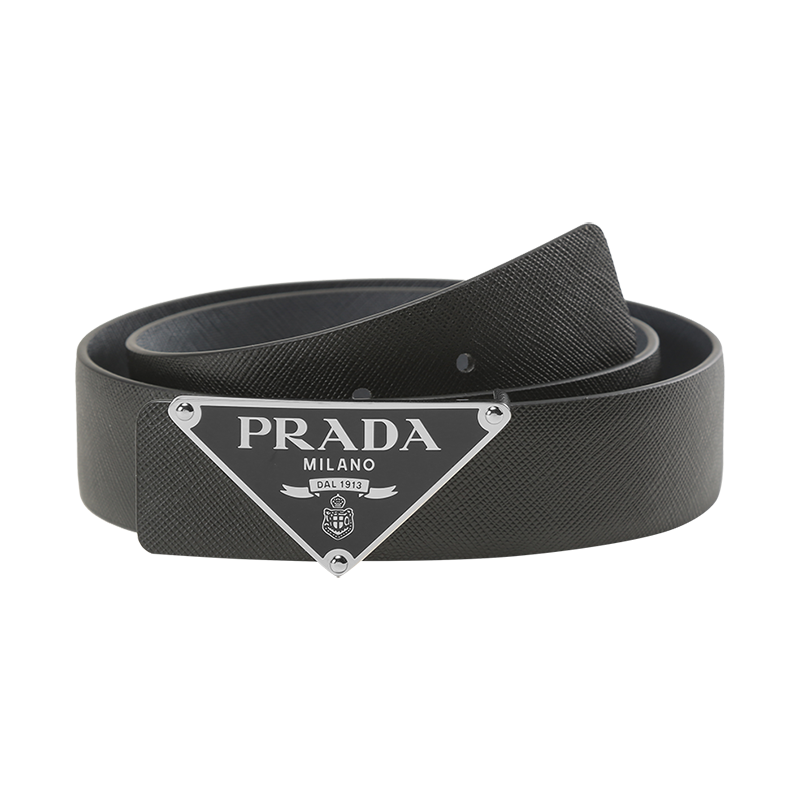 普拉达 PRADA 男士皮革三角标志搭扣不可裁剪双面皮带腰带2CM260 053