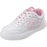 范思哲 VERSACE JEANS COUTURE 女士皮革/PU系带休闲运动鞋白色粉尾 73VA3SL8 ZP131