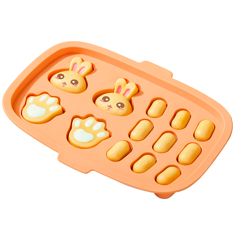宝宝辅食模具香肠蒸糕工具全套食品级婴儿磨具肉肠可蒸硅胶婴幼儿 8连米克黄香肠模(送盖)+13连粉兔猫爪香肠模(送盖)