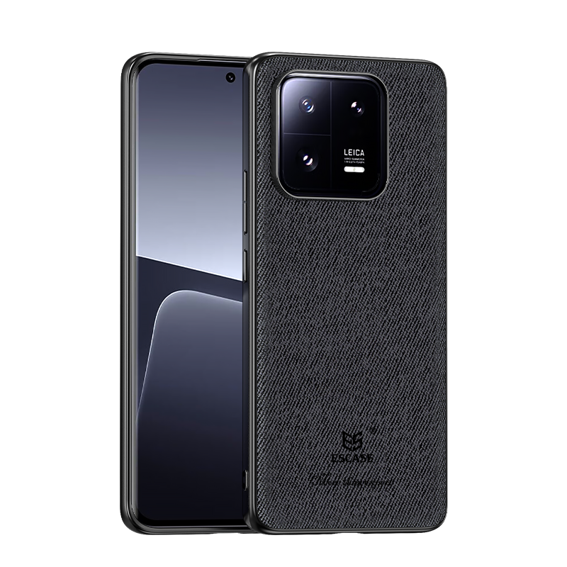 ESCASE 小米13手机壳保护套防摔全包边男女通用个性创意商务风贴皮背壳 ES-19深邃黑