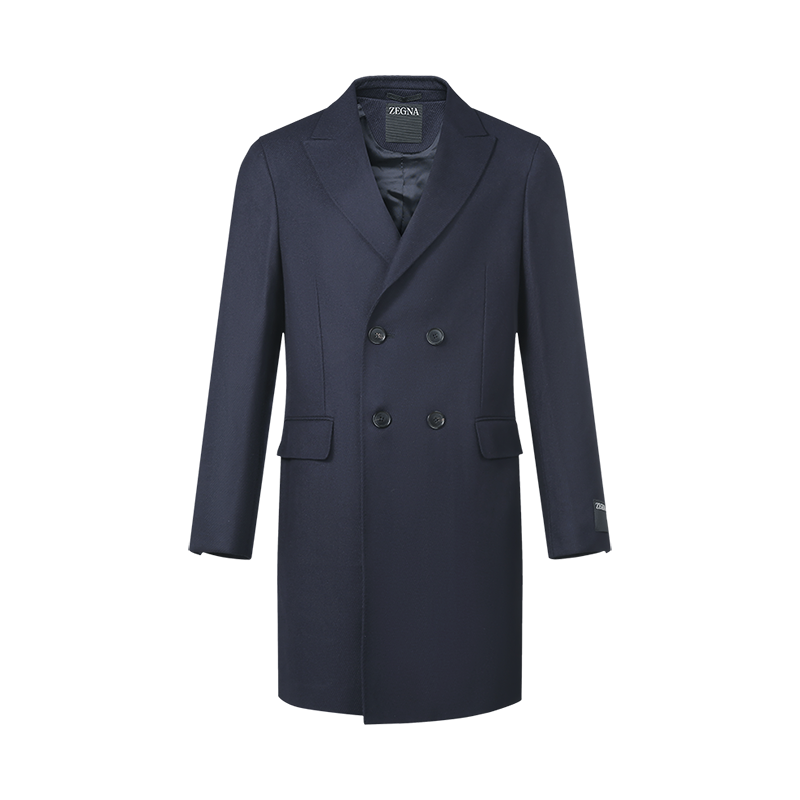 杰尼亚 ZEGNA 男士羊毛双排扣中长款大衣保暖外套4DG4G0