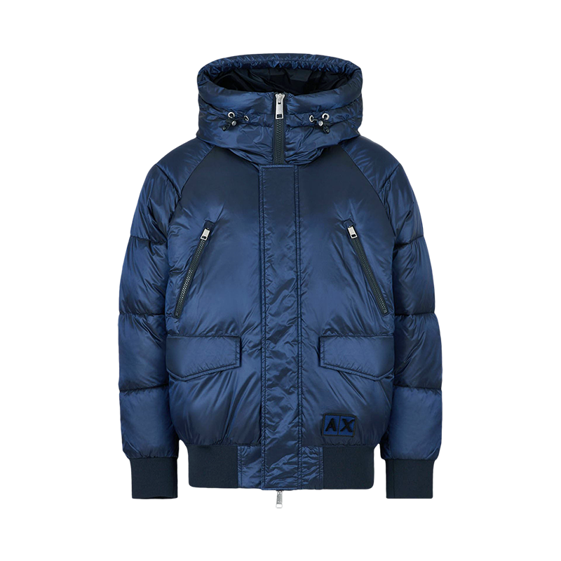 阿玛尼 ARMANI EXCHANGE 男士宽松版连帽棉服夹克外套6LZB34 ZNWHZ