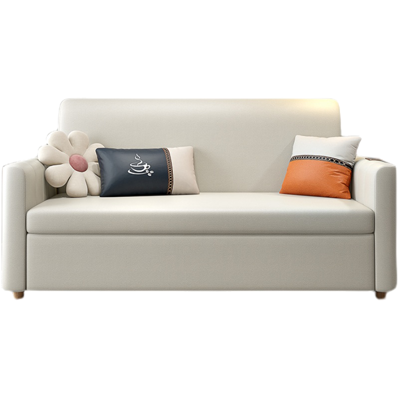 禧漫屋 轻奢现代简约科技布沙发床客厅折叠两用可伸缩小户型北欧双人储物组合布艺沙发简欧风格坐卧多功能家具家装