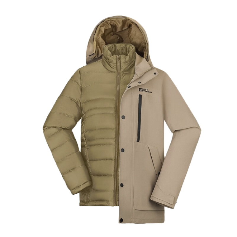 JackWolfskin德国狼爪三合一冲锋衣男秋冬户外防风防水600蓬羽绒内胆两件套5122091 5122091-51